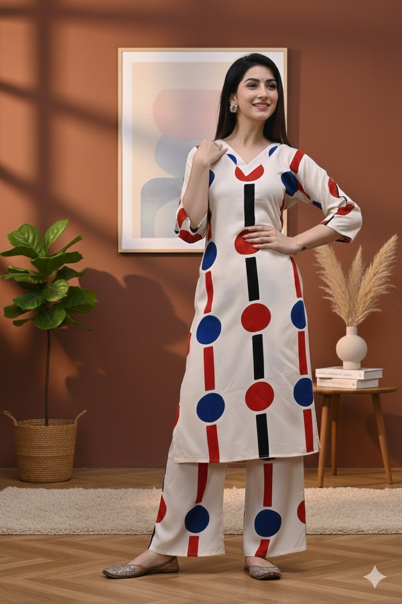 Classic Printed Coord Set for Daily and Casual Wear