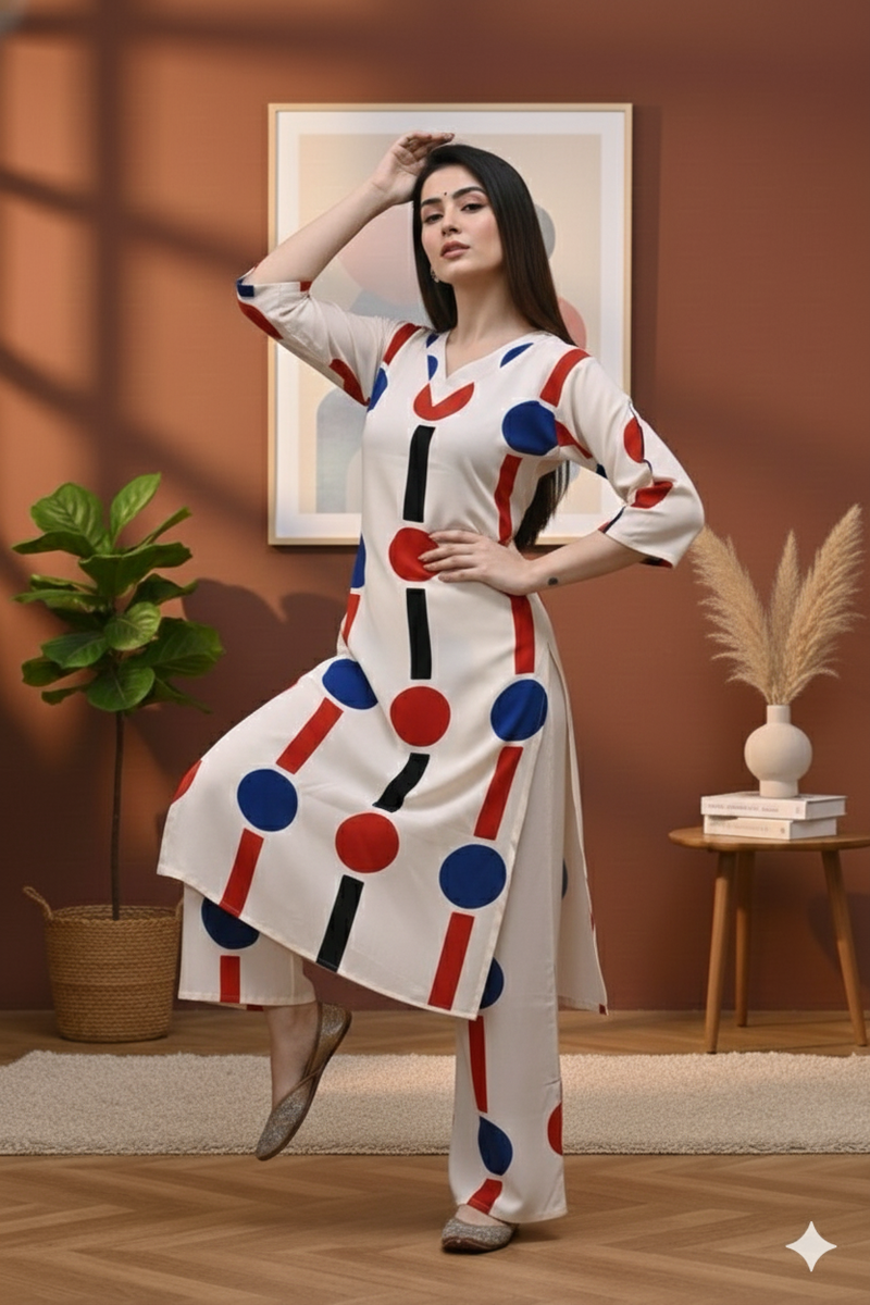 Classic Printed Coord Set for Daily and Casual Wear