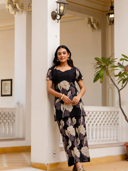 Trendy Printed Coord Set with Short Kurti and Palazzo