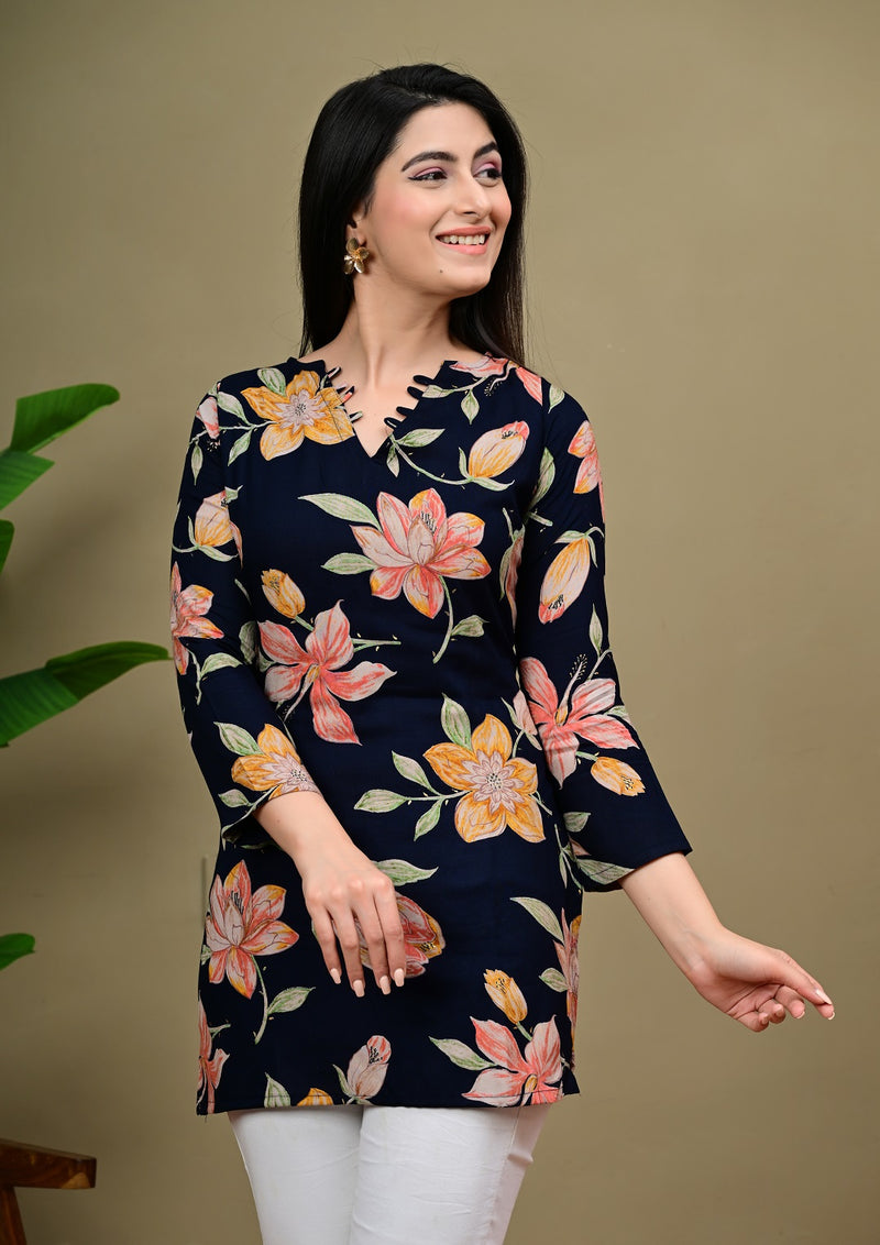 Short Length Full-sleeve Kurti with Corset Back Dori