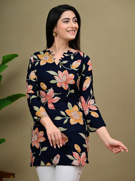 Short Length Full-sleeve Kurti with Corset Back Dori