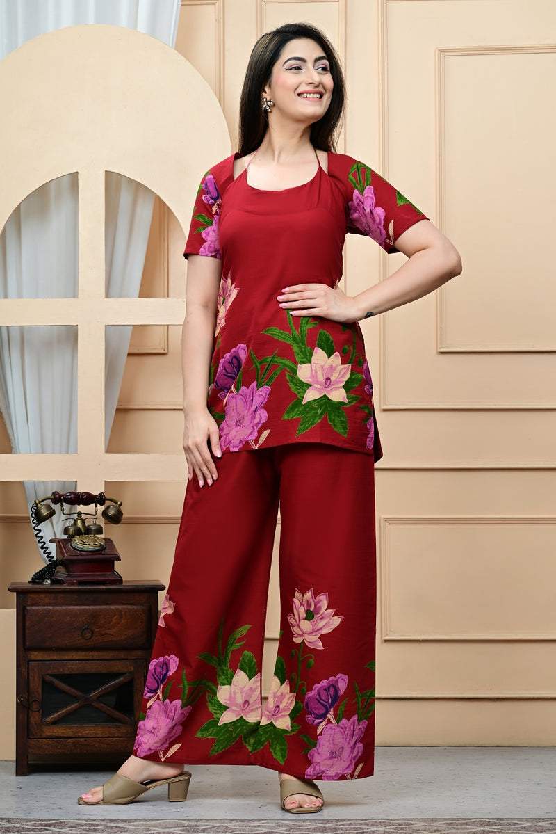 Trendy Printed Coord Set with Short Kurti and Palazzo