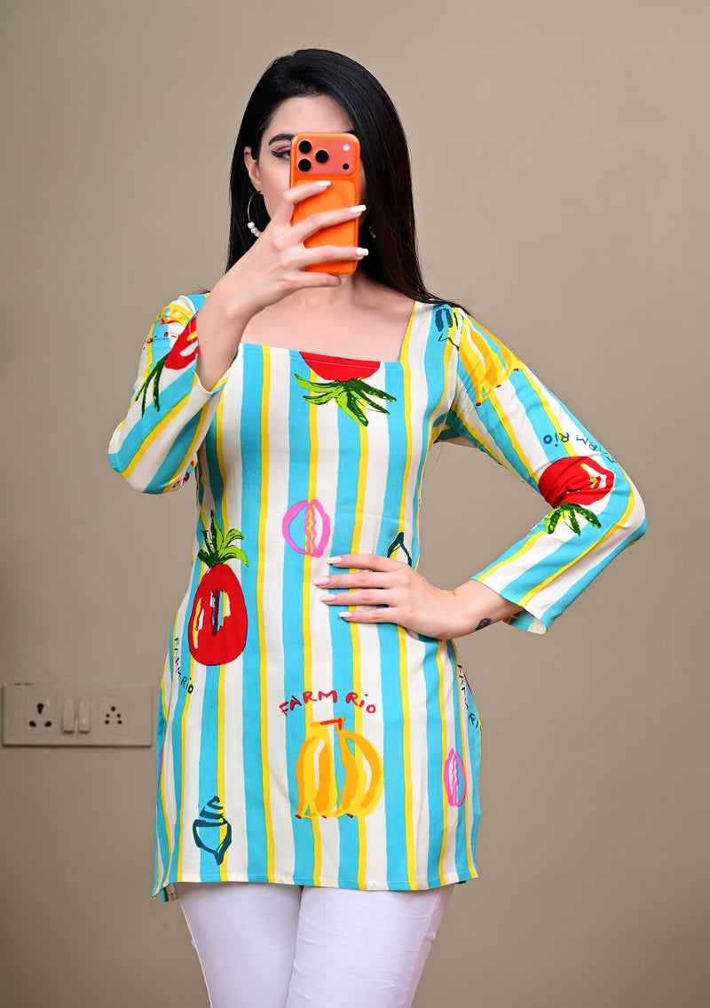Short Length Full-sleeve Kurti with Corset Back Dori