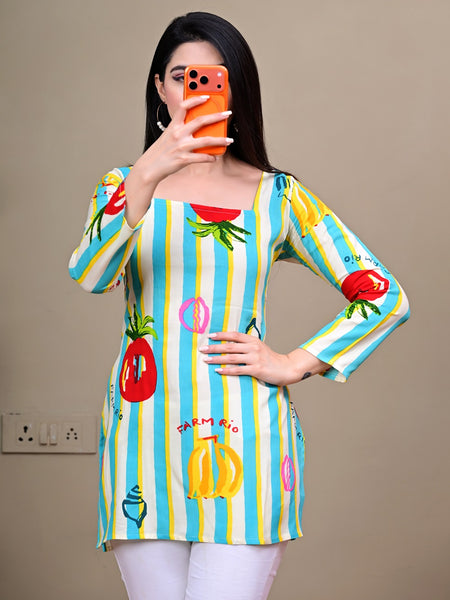 Short Length Full-sleeve Kurti with Corset Back Dori