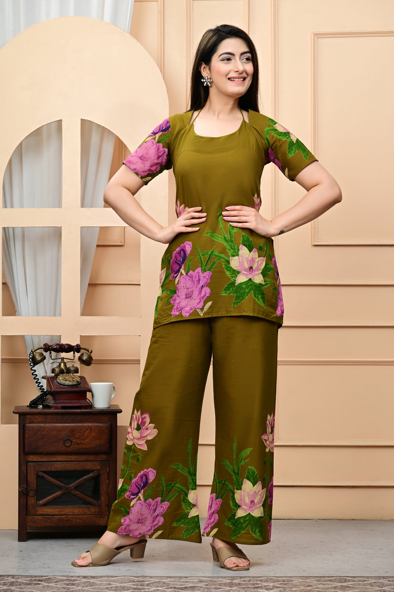 Trendy Printed Coord Set with Short Kurti and Palazzo