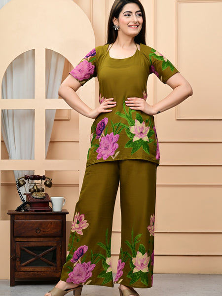 Trendy Printed Coord Set with Short Kurti and Palazzo