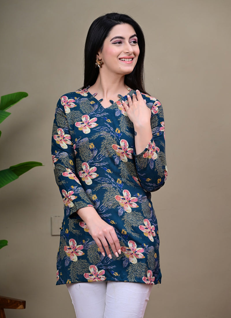 Short Length Full-sleeve Kurti with Corset Back Dori