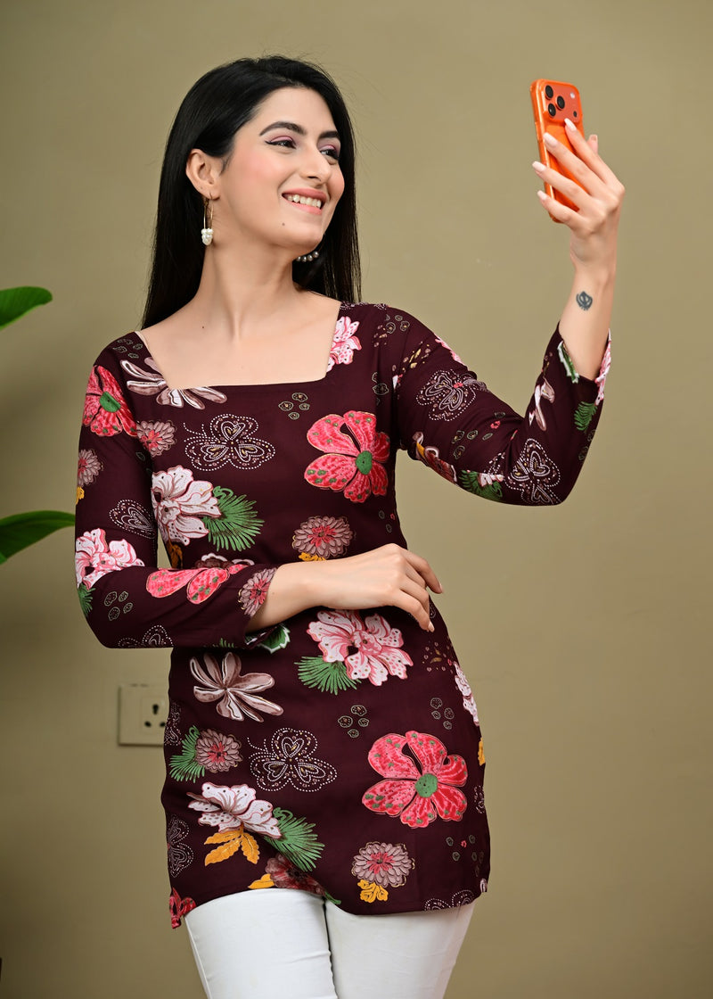 Short Length Full-sleeve Kurti with Corset Back Dori