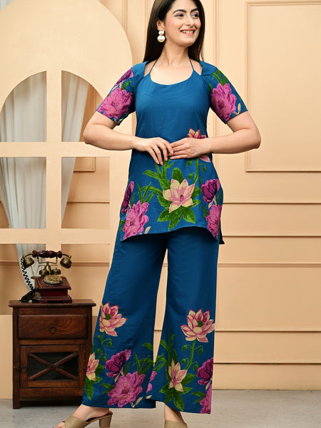 Trendy Printed Coord Set with Short Kurti and Palazzo