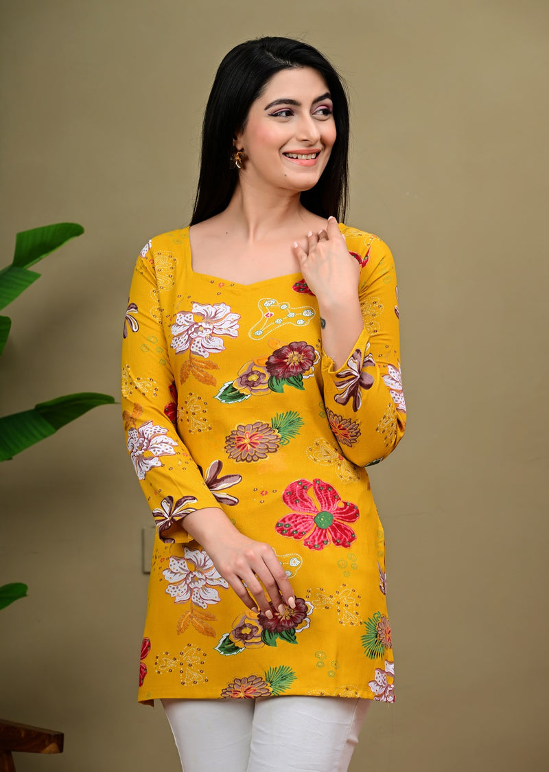 Short Length Full-sleeve Kurti with Corset Back Dori