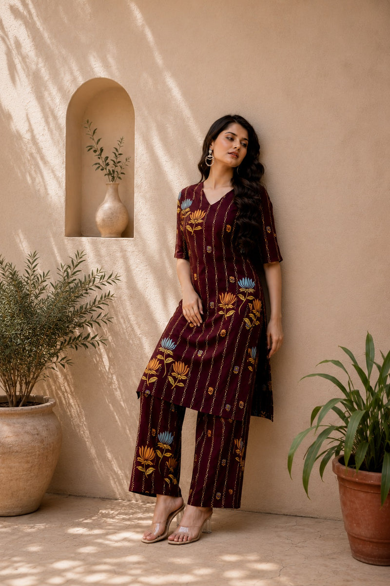 Classic Printed Coord Set for Daily and Casual Wear