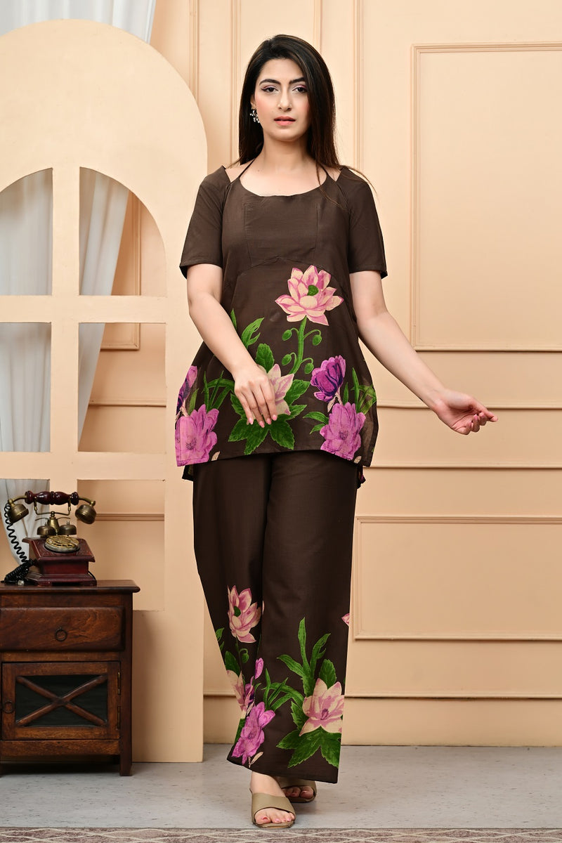 Trendy Printed Coord Set with Short Kurti and Palazzo