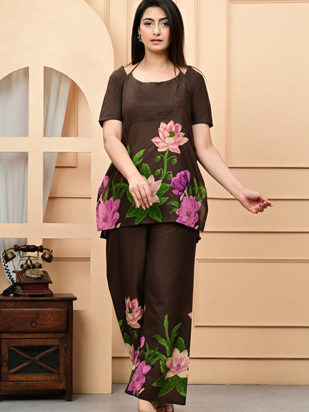 Trendy Printed Coord Set with Short Kurti and Palazzo