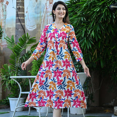 Casual & Comfortable Multicolored Printed Dress for Women with Pocket