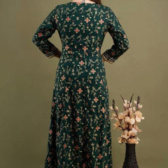 Dark Green Kurta, Pant & Dupatta with Gold Detailing of Gota Work