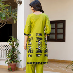 Parrot Green Cotton Co-ord Set for Women