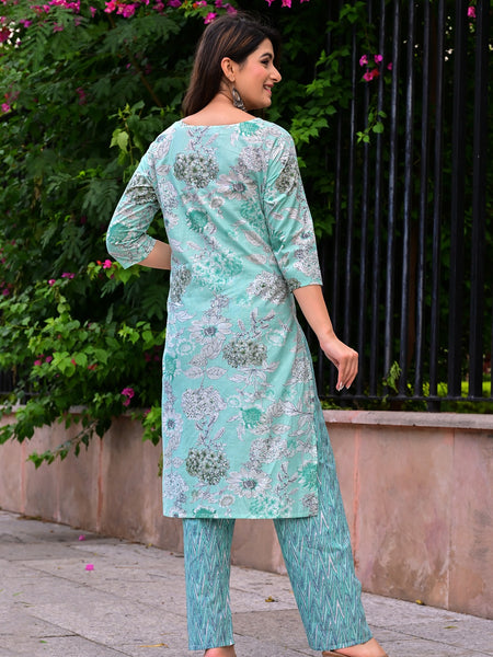 Classic Printed Pure Cotton Kurta, Palazzo and Dupatta Set for Festive wear