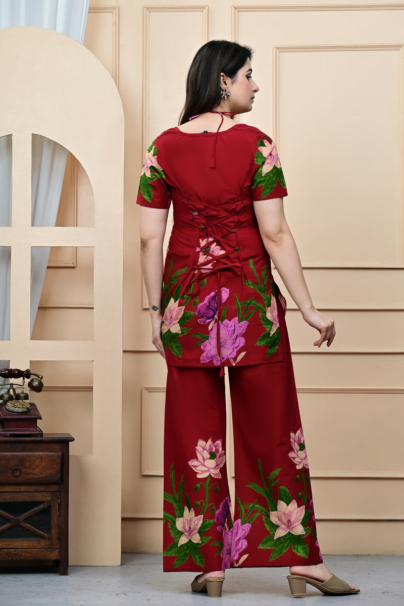 Trendy Printed Coord Set with Short Kurti and Palazzo