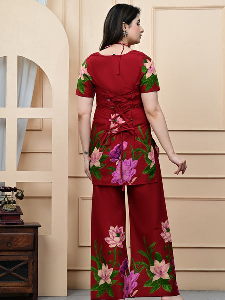 Trendy Printed Coord Set with Short Kurti and Palazzo