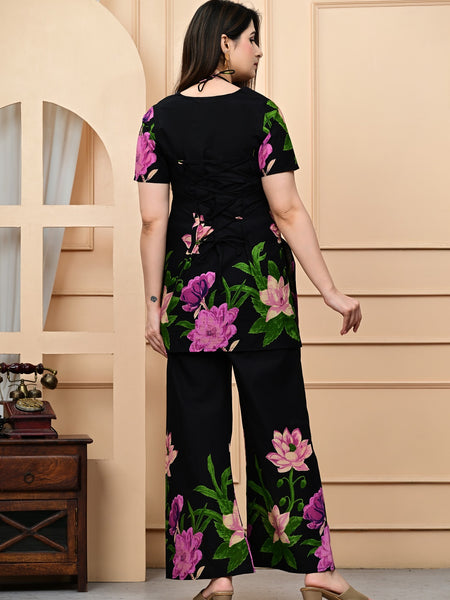 Trendy Printed Coord Set with Short Kurti and Palazzo