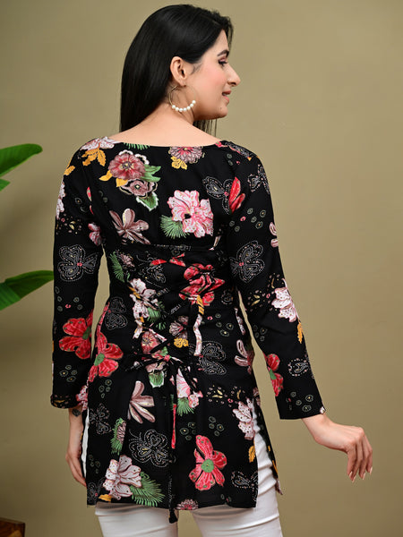 Short Length Full-sleeve Kurti with Corset Back Dori
