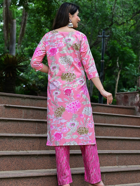 Classic Printed Pure Cotton Kurta, Palazzo and Dupatta Set for Festive wear