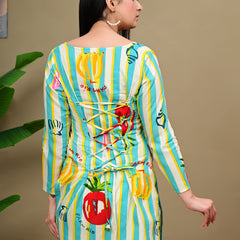 Short Length Full-sleeve Kurti with Corset Back Dori