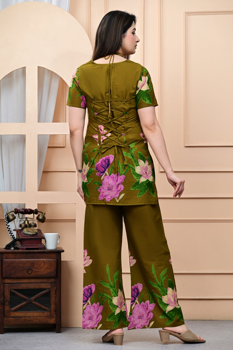 Trendy Printed Coord Set with Short Kurti and Palazzo