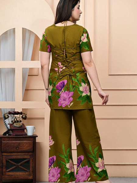 Trendy Printed Coord Set with Short Kurti and Palazzo