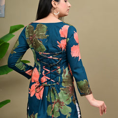 Short Length Full-sleeve Kurti with Corset Back Dori
