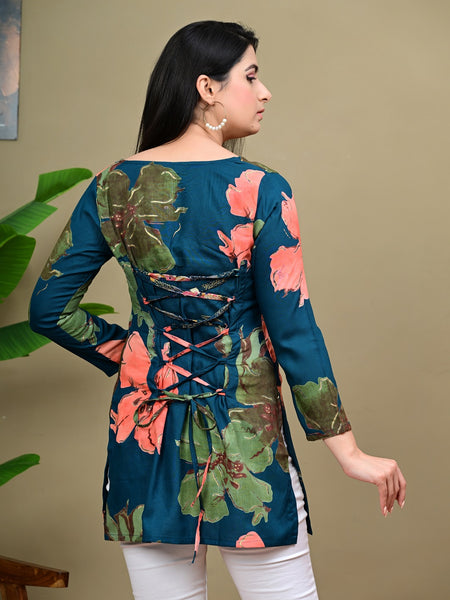 Short Length Full-sleeve Kurti with Corset Back Dori