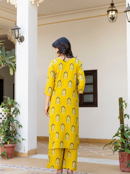 Yellow Printed Co-ord Set for Women