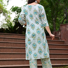 Classic Printed Pure Cotton Kurta, Palazzo and Dupatta Set for Festive wear