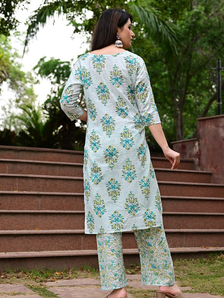 Classic Printed Pure Cotton Kurta, Palazzo and Dupatta Set for Festive wear