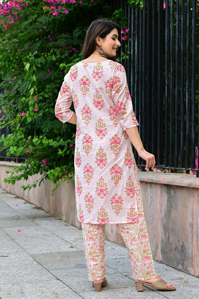 Classic Printed Pure Cotton Kurta, Palazzo and Dupatta Set for Festive wear
