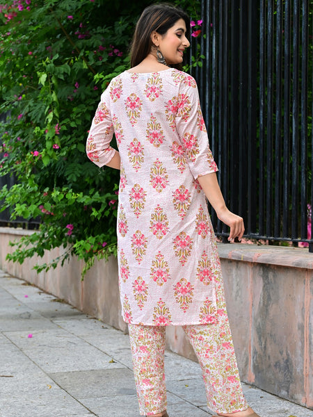 Classic Printed Pure Cotton Kurta, Palazzo and Dupatta Set for Festive wear