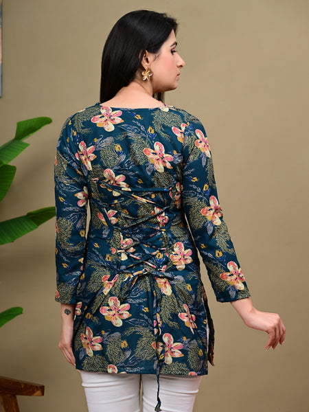 Short Length Full-sleeve Kurti with Corset Back Dori