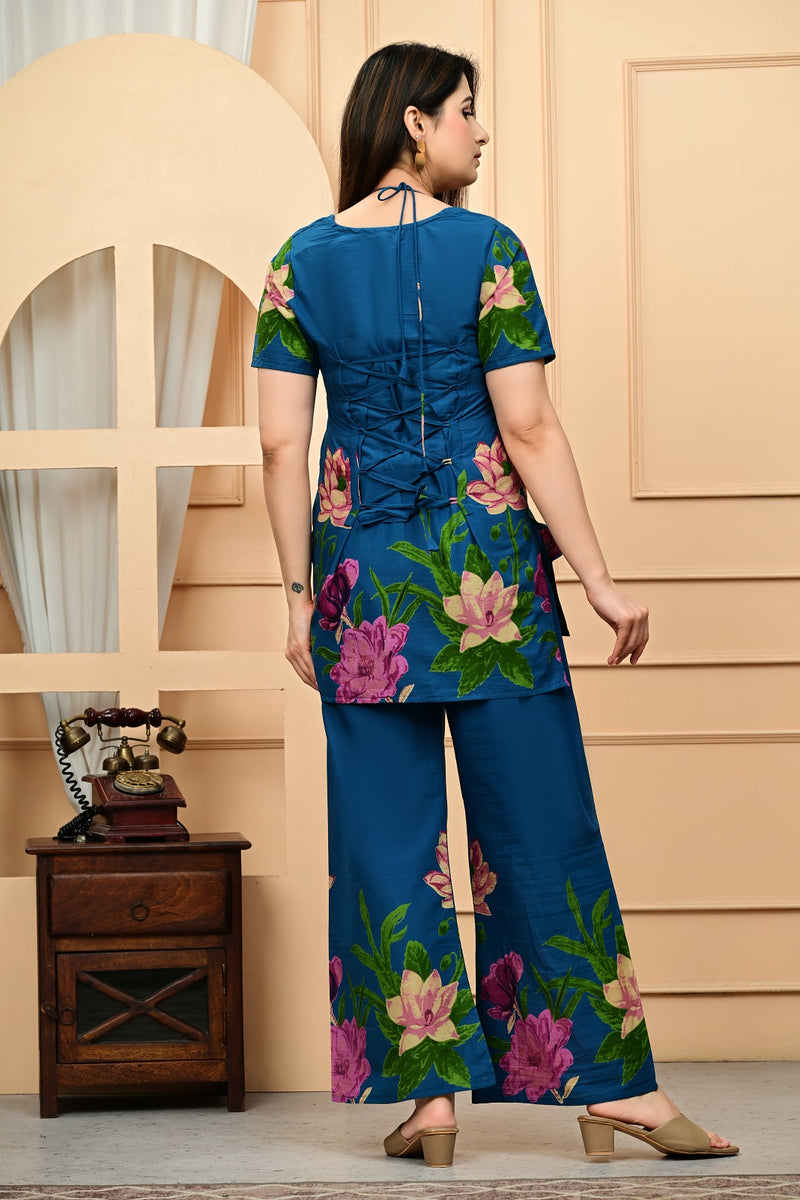Trendy Printed Coord Set with Short Kurti and Palazzo