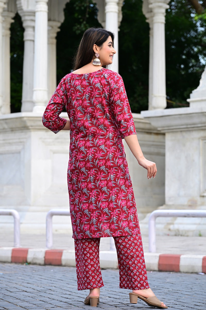 Classic Printed Pure Cotton Kurta, Palazzo and Dupatta Set for Festive wear