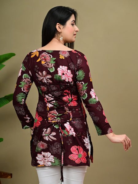 Short Length Full-sleeve Kurti with Corset Back Dori