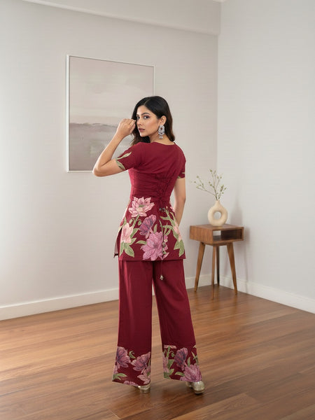 Trendy Printed Coord Set with Short Kurti and Palazzo