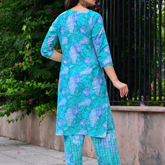 Classic Printed Pure Cotton Kurta, Palazzo and Dupatta Set for Festive wear