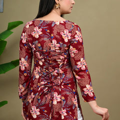 Short Length Full-sleeve Kurti with Corset Back Dori
