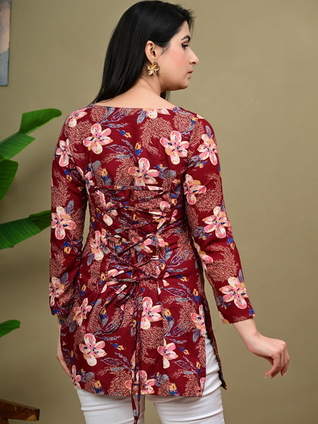 Short Length Full-sleeve Kurti with Corset Back Dori