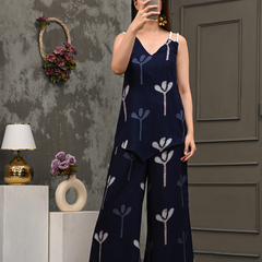 Bold Floral Print Shoulder Straps Coord Set