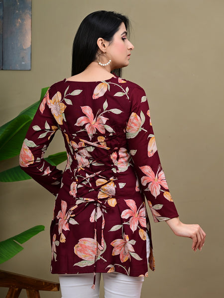 Short Length Full-sleeve Kurti with Corset Back Dori