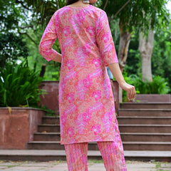 Classic Printed Pure Cotton Kurta, Palazzo and Dupatta Set for Festive wear