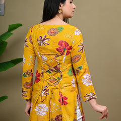 Short Length Full-sleeve Kurti with Corset Back Dori