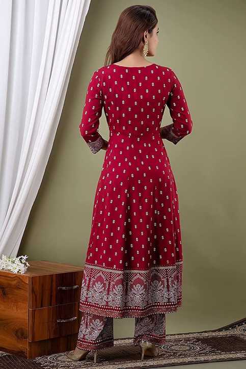 Rich Maroon Traditional Suit Set for Women with Dupatta & Pant Included