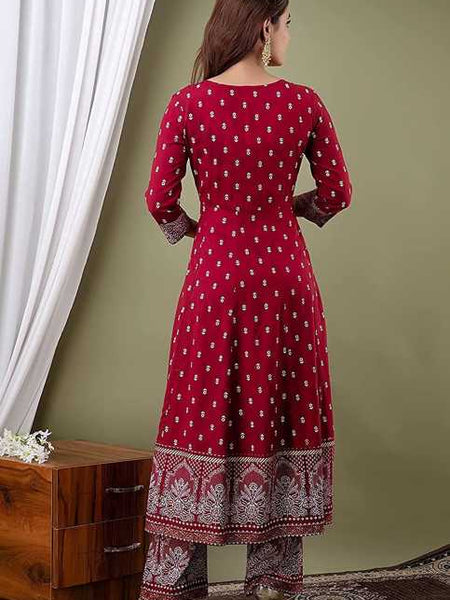 Rich Maroon Traditional Suit Set for Women with Dupatta & Pant Included